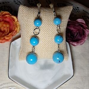 Blue Swirl Graduated Bead Dangles (Silvertone)